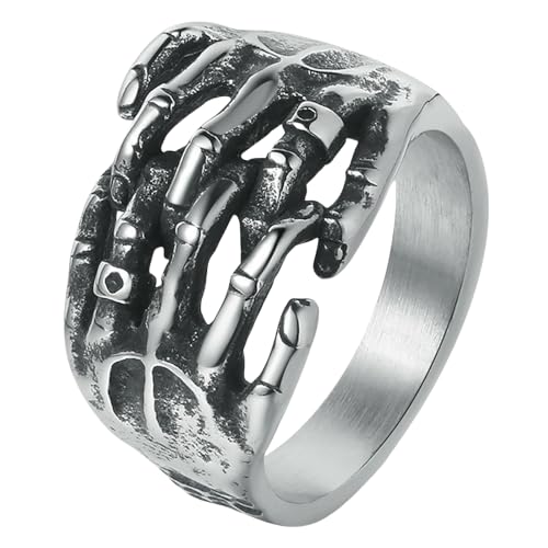 Titan Hip Hop Totenkopf Hand Ring Edelstahl Gelenkring Herren Einzigartiger Schmuck, 34 von Jpltlvy