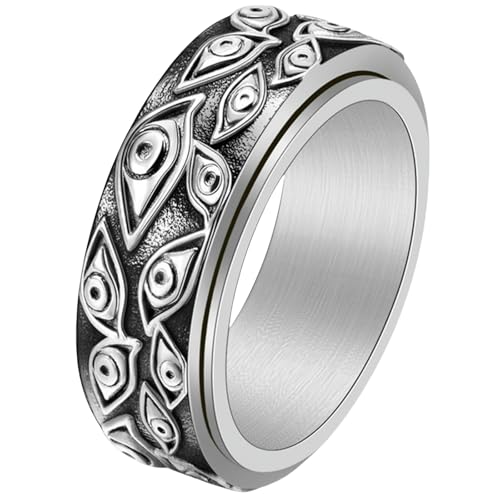 Titan-Stahl-Augenring für Herren, Vintage-Stil, mutiger Edelstahl-Schmuck, Gothic-Mode-Accessoire, Geschenk für Ihn, 7, Titanstahl von Jpltlvy
