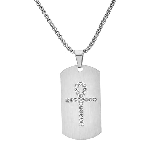 Titan-Stahl-Halskette mit Anhänger für Herren, mit Stein-Inlay, trendiger Gothic-Schmuck Titan-Stahl-Halskette mit Anhänger für Herren, mit Stein-Inlay, trendiger Gothic-Schmuck von Jpltlvy