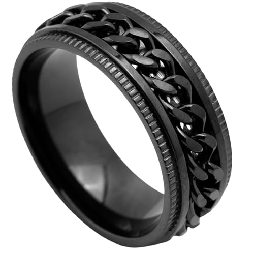Titan-Stahl-Ketten-Spinner-Ring für Herren, industrieller Steampunk-Schmuck, volle Drehung, mechanisches Design, maskulines Geschenk, 7, Titanstahl Titan-Stahl-Ketten-Spinner-Ring für Herren, industrieller Steampunk-Schmuck, volle Drehung, mechanisches Design, maskulines Geschenk, 7, Titanstahl von Jpltlvy