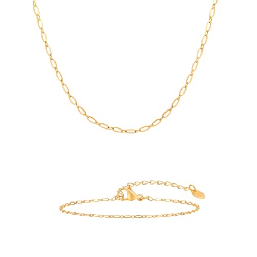 Titan-Stahl-Perlenketten-Set für Damen, quadratisch, minimalistisches Design, handverbunden, symbolischer Schmuck, Geschenk von Jpltlvy