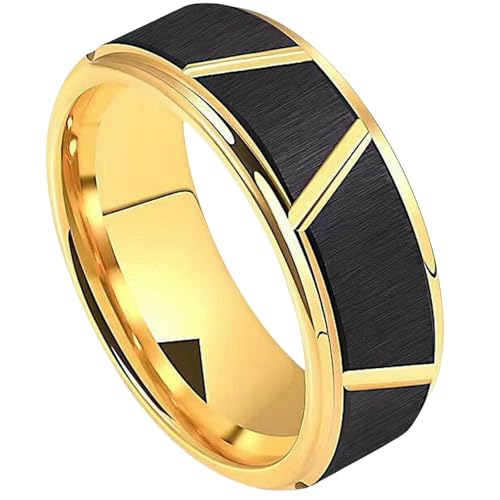 Titan-Stahlring, schwarz-goldfarben, mattes Band, modernes Design, Schmuck für Herren, Geschenk für den Alltag, 34 Titan-Stahlring, schwarz-goldfarben, mattes Band, modernes Design, Schmuck für Herren, Geschenk für den Alltag, 34 von Jpltlvy