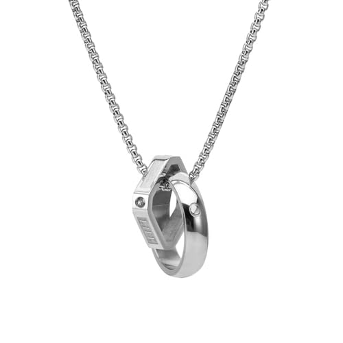 Titanium Steel Love Anhänger Halskette für Männer Square Double Layer Hip Hop Chain with CZ Trendy Minimalist Jewelry Gift Titanium Steel Love Anhänger Halskette für Männer Square Double Layer Hip Hop Chain with CZ Trendy Minimalist Jewelry Gift von Jpltlvy
