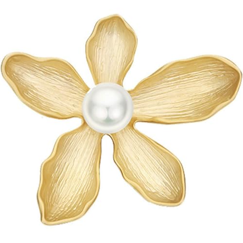 Vintage Fünf Blütenblatt Blume Perle Brosche für Frauen Minimalistische Kleidung Pin Elegant Outfit Zubehör Geschenk, Brosche von Jpltlvy