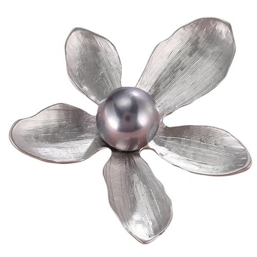Vintage Fünf Blütenblatt Blume Perle Brosche für Frauen Minimalistische Kleidung Pin Elegant Outfit Zubehör Geschenk, Brosche von Jpltlvy