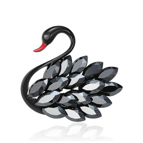 Vintage Kristall Schwan Brosche für Frauen Einzigartiges Design Tier Revers Pin Elegant Anzug Zubehör Geschenk, Brosche von Jpltlvy