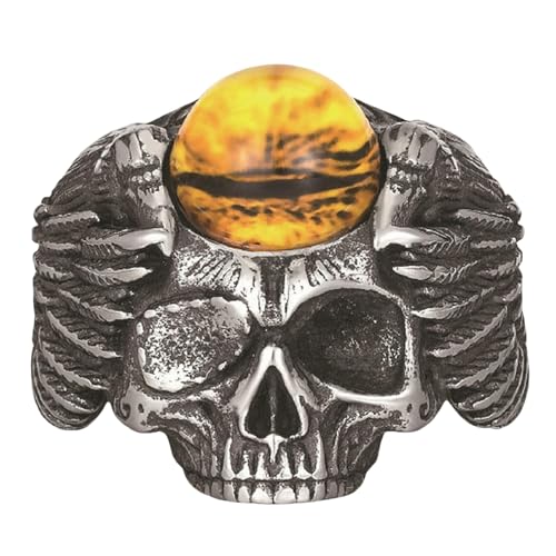 Wikinger-Totenkopf-Ring aus Edelstahl mit Edelstein, Herren-Schmuck-Geschenk, 38 von Jpltlvy