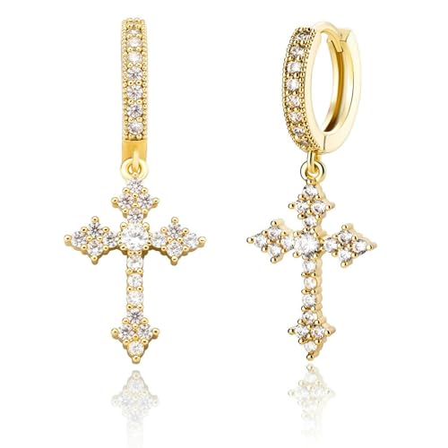 Zirkonia Kreuz Ohr Manschette Hip Hop Stil für Alltag Unisex Design Geschenk für Männer Frauen von Jpltlvy