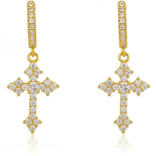 Zirkonia Kreuz Ohr Manschette Hip Hop Stil für Alltag Unisex Design Geschenk für Männer Frauen von Jpltlvy