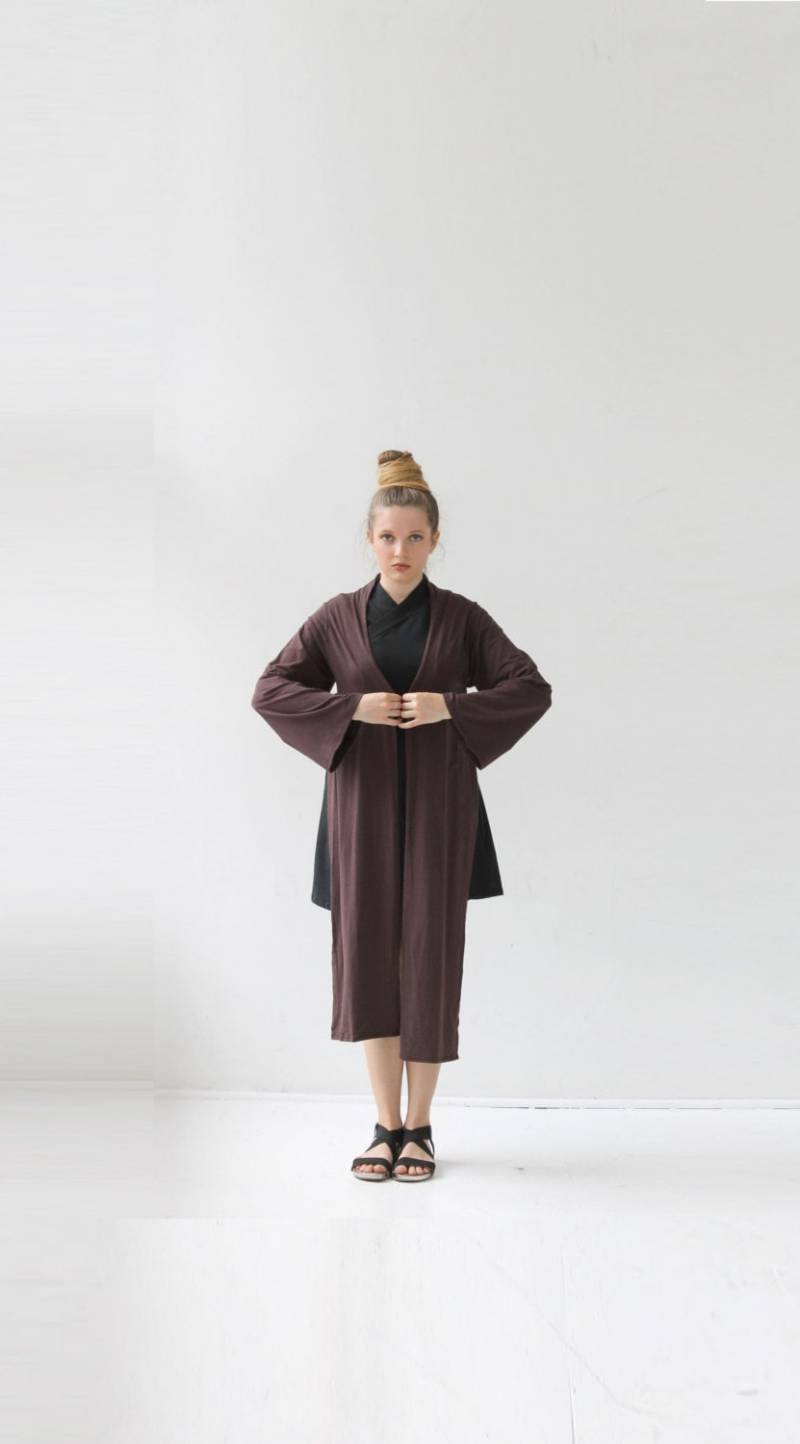 Offene Fronte Wickeln Strickjacke/Braun Strickjacke Achselzucken/Langarm Frauen Bolero/Schichtung/Kimono Ärmel/Braun Achselzucken/Plus Größe/Wrap von Jqlovesu