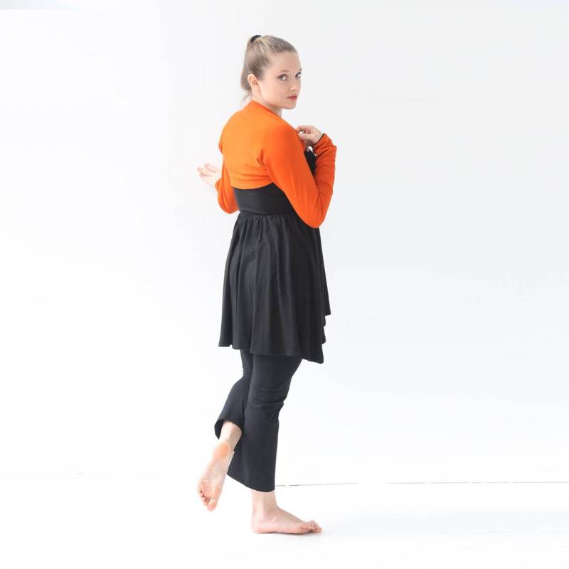 Zuckt Mit Den Schultern Und Boleros | Schwarz Orange Bolero Shrug Reversible Bolero, Schwarz Lange Ärmel Achselzucken von Jqlovesu