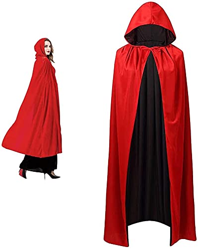 Jrancc Halloween umhang Umhang mit Kapuze Schwarzes 140cm Tuch Kapuzenumhang Für Erwachsenes Kind Unisex Cosplay von Jrancc