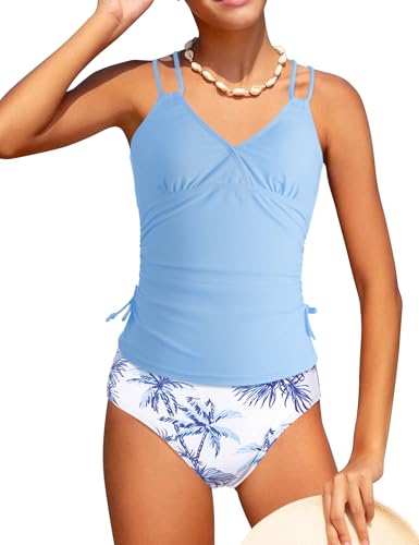 Jrbybazy Mädchen-Badeanzug, 2-teiliges Bikini-Set, tropischer Druck, verstellbare Träger, Größe 7–16 Jahre, Himmelblau, 9-10 Jahre Jrbybazy Mädchen-Badeanzug, 2-teiliges Bikini-Set, tropischer Druck, verstellbare Träger, Größe 7–16 Jahre, Himmelblau, 9-10 Jahre von Jrbybazy