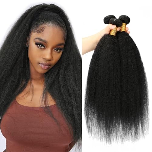 12A Yaki Human Hair Bundles Menschliches Haar Brasilianisches Echthaar Remy Brazilian Virgin Hair Kinky Straigh Weave Bundle für Frauen 12 14 16 Zoll von Jreitsere
