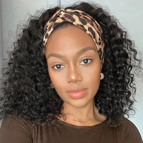 Jreitsere 150% Dichte Echthaar Locken Perücke Damen 14 Zoll Headband Wig für Frauen von Jreitsere