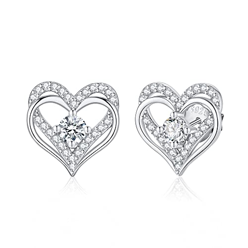 Jrêveinfini Herz Ohrringe Damen Silber 925 Stecker, Modeschmuck Herz Ohrstecker Ohrringe Damen, Hypoallergene Nickelfreie Ohrringe Damen Geschenke für Frauen Mama Zum Muttertag von Jrêveinfini