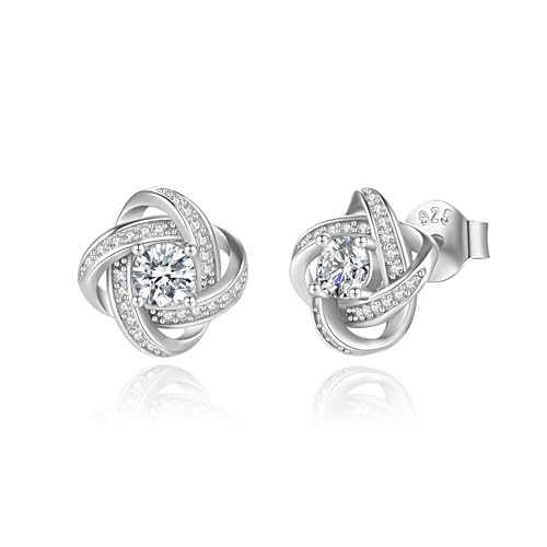 Jrêveinfini 925er Silber Love Knot Kleeblatt Ohrringe Damen, Ohrringe ohrstecker Silber Nickelfreie, Schmuck Geschenke Frauen Geburtstag Freundinnen Mütter Töchter Mama Muttertag Schwester von Jrêveinfini