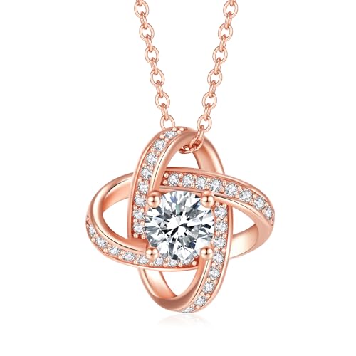 Jrêveinfini Ewiger Knoten Kleeblatt Kette Damen Rosegold Silber 925 mit Anhänger, Mutter Tochter Kette Mama mädchen, Personalisiert Halskette Freundin, Schmuck Geschenke Damen Frauen Valentinstag oma von Jrêveinfini