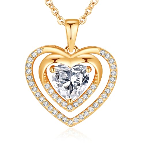 Jrêveinfini Herz Kette Halskette Damen Gold Silber 925 mit Anhänger, Mutter Tochter Kette Mama, Personalisierte Herz Kette Freundin, Schmuck Geschenke Damen Frauen Valentinstag von Jrêveinfini