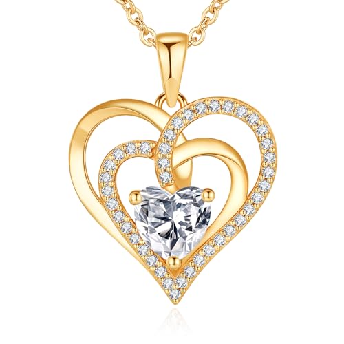 Jrêveinfini Herz Kette Halskette Damen Gold Silber 925 mit Anhänger, Mutter Tochter Kette Mama, Personalisierte Herz Kette Freundin, Schmuck Geschenke Damen Frauen Valentinstag von Jrêveinfini