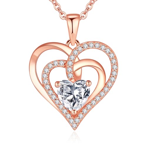 Jrêveinfini Herz Kette Halskette Damen Rosegold Silber 925 mit Anhänger, Mutter Tochter Kette Mama, Personalisierte Herz Kette Freundin, Schmuck Geschenke Damen Frauen Valentinstag von Jrêveinfini