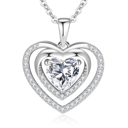 Jrêveinfini Herz Kette Halskette Damen Silber 925 mit Anhänger, Mutter Tochter Kette Mama, Personalisierte Herz Kette Freundin, Schmuck Geschenke Damen Frauen Valentinstag von Jrêveinfini