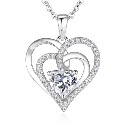 Jrêveinfini Herz Kette Halskette Damen Silber 925 mit Anhänger, Mutter Tochter Kette Mama, Personalisierte Herz Kette Freundin, Schmuck Geschenke Damen Frauen Valentinstag von Jrêveinfini