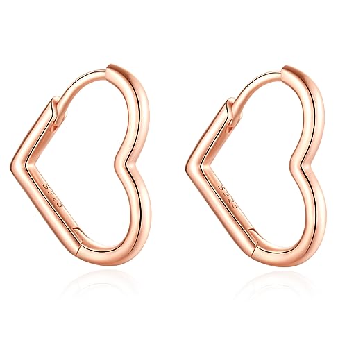 Jrêveinfini Herz Ohrringe Creolen Rosegold Silber 925 Damen Mädchen Kinder, Herz Creolen Rosegold Silber 925, Modeschmuck Ohrringe Nickelfrei Damen, Weihnachten Geschenk für Frauen Mädchen Mama von Jrêveinfini