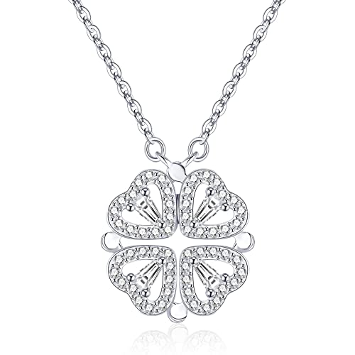 Jrêveinfini Kleeblatt Kette Halskette Damen Silber 925, Kleeblatt Glücksbringer Kette Anhänger Mädchen Kinder, Weihnachten Geschenk für Frauen Mama von Jrêveinfini