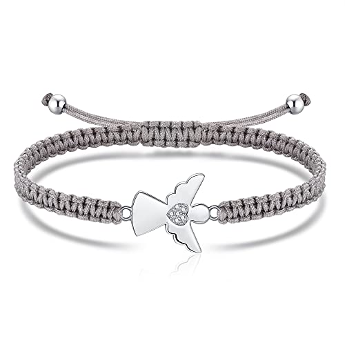 Jrêveinfini Schutzengel Armband Damen Mädchen Kinder Silber 925, Engel Schutzengel Taufe Stoff Armband Kommunion Mädchen, Glücksbringer Firmung Schulanfang Schulkind Geschenke Frauen Mädchen von Jrêveinfini