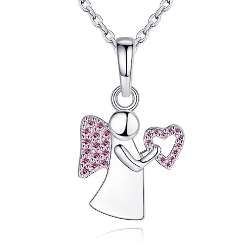 Jrêveinfini Schutzengel Kette Anhänger Damen Silber 925, Mutter Tochter Kette Mama, Schutzengel Taufe Glücksbringer Kette Teenager Mädchen Kinder, Geschenke für Frauen Mädchen von Jrêveinfini