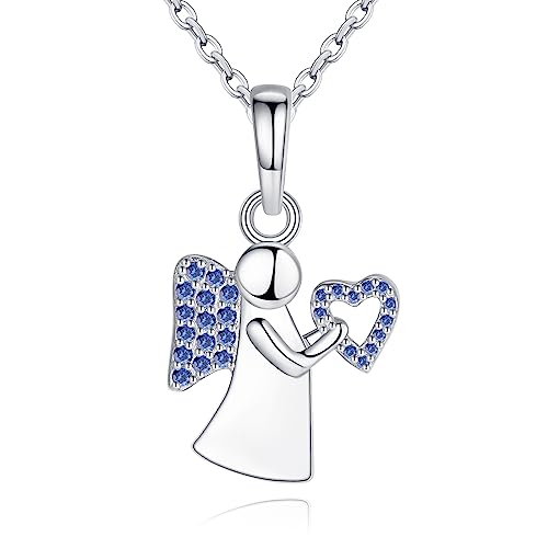 Jrêveinfini Schutzengel Kette Anhänger Damen Silber 925, Mutter Tochter Kette Mama, Schutzengel Taufe Glücksbringer Kette Teenager Mädchen Kinder, Halskette Geschenke für Frauen Mädchen von Jrêveinfini