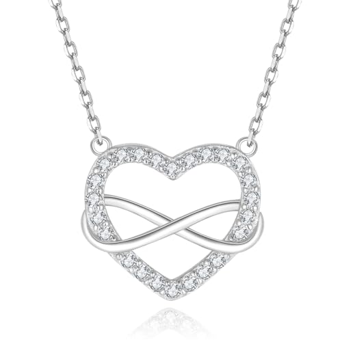 Jrêveinfini Unendlichkeitszeichen Halskette Damen Silber 925 mit Anhänger, Mutter Tochter Herz Infinity Kette Mama, Personalisiert Kette Freundin, Valentinstag Schmuck Geschenke für Frauen von Jrêveinfini