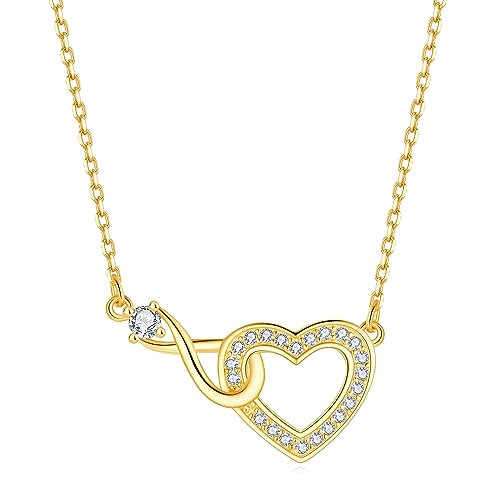 Jrêveinfini Unendlichkeitszeichen Herz Kette Halskette Damen Gold Silber 925, Mutter Tochter Kette Mama, Unendlichkeit Infinity Kette Mädchen Kinder Freundin, Geschenke für Frauen Mädchen von Jrêveinfini