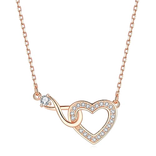 Jrêveinfini Unendlichkeitszeichen Herz Kette Halskette Damen Rosegold Silber 925, Mutter Tochter Kette Mama, Unendlichkeit Infinity Kette Mädchen Kinder, Geschenke für Frauen Mädchen von Jrêveinfini