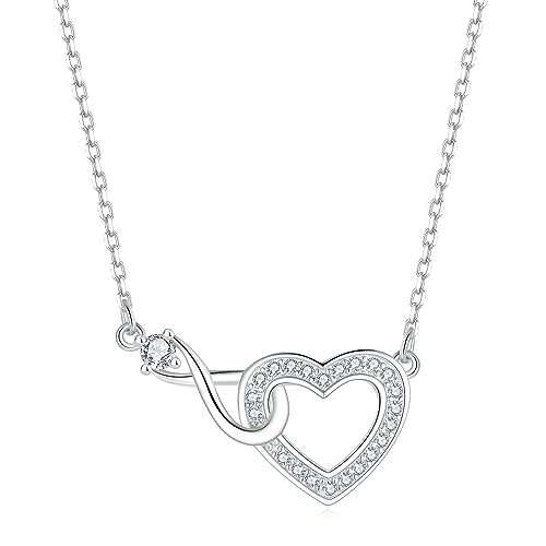 Jrêveinfini Unendlichkeitszeichen Herz Kette Halskette Damen Silber 925, Mutter Tochter Kette Mama, Unendlichkeit Infinity Kette Mädchen Kinder Freundin, Geschenke für Frauen Mädchen von Jrêveinfini