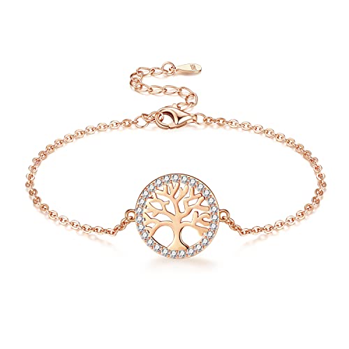 Jrêveinfini Lebensbaum Armband Rosegold Silber 925 Damen Mädchen Kinder Mutter Tochter Mama, Armband Personalisiert Beste Freundin Weihnachten Geschenke für Frauen mädchen von Jrêveinfini