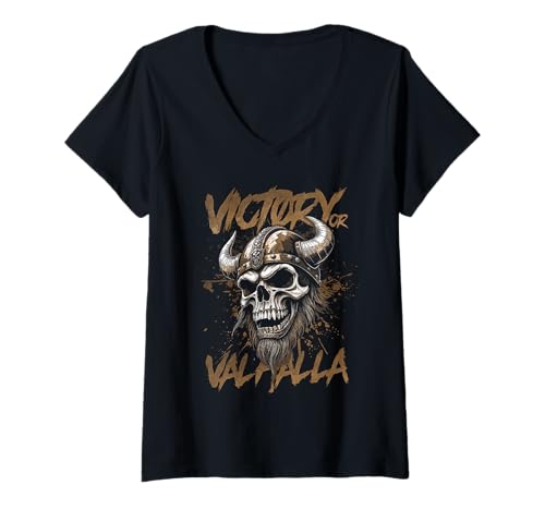 Damen Victory oder Valhalla Norse Viking Mythologie T-Shirt mit V-Ausschnitt Damen Victory oder Valhalla Norse Viking Mythologie T-Shirt mit V-Ausschnitt von Jrrts Valhalla Designs