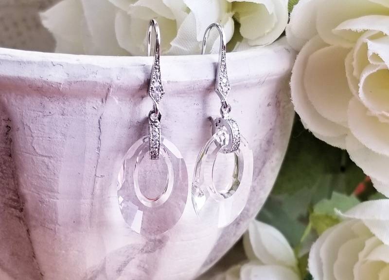Clear Crystallized™ - Swarovski Elements Kristall Helios Silber Ohrringe~Cubic Zirconia~Hochzeit~Brautjungfer~Geschenk~ von JsVibrantCreations