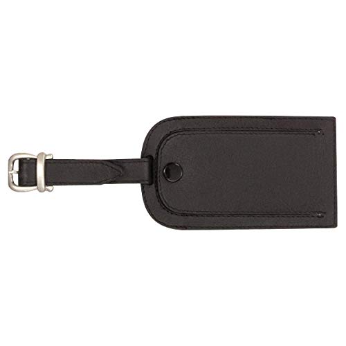 JSA 43117 - Universal Leder Kofferanhänger, Gepäckanhänger mit verdecktem Adressfeld ca. 11,5 × 6,5 cm, Gepäck Anhänger in Schwarz, Lederanhänger mit Adressschild für Koffer und Reisetaschen von ALASSIO