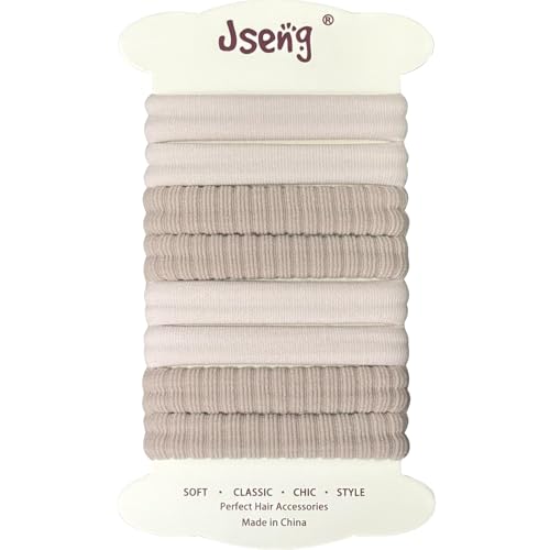 Jseng Nahtlose Haargummis für Damen, keine Beschädigung, elastische Pferdeschwanz-Halter, Haarschmuck für dickes, lockiges Haar, weiches Beige, 8 Packungen von Jseng