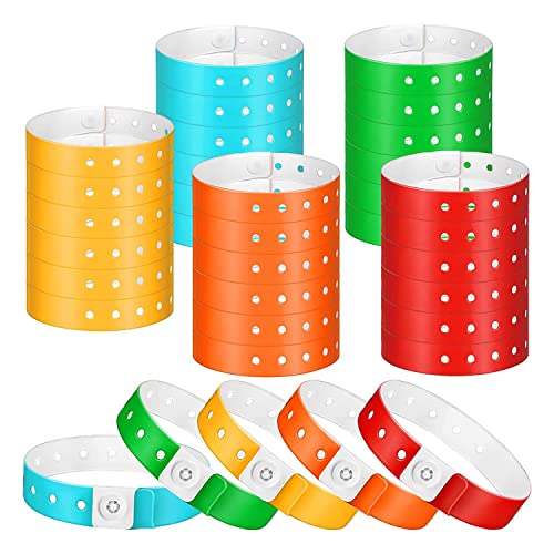 Jsrnqert 100 StüCk Kunststoff-ArmbäNder Party-ArmbäNder Event-ArmbäNder Konzert-Karneval-Motto-Party 5 Farben von Jsrnqert