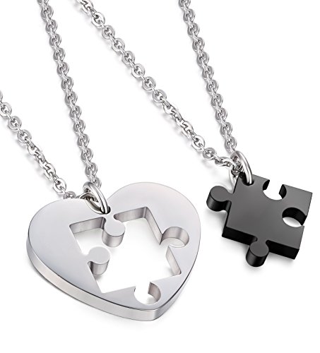 Jstyle Schmuck verliebte Paare Anhänger Halskette Puzzleanhänger Herz Form Freundschaft Anhänger Kette für Liebe Herren Damen von Jstyle