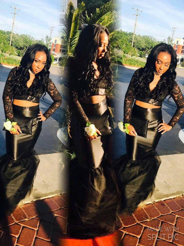 2-Teiliges Schwarzes Meerjungfrauenkleid Aus Spitze Und Satin 2-Teiliges Schwarzes Meerjungfrauenkleid Aus Spitze Und Satin von JsuisDesigns