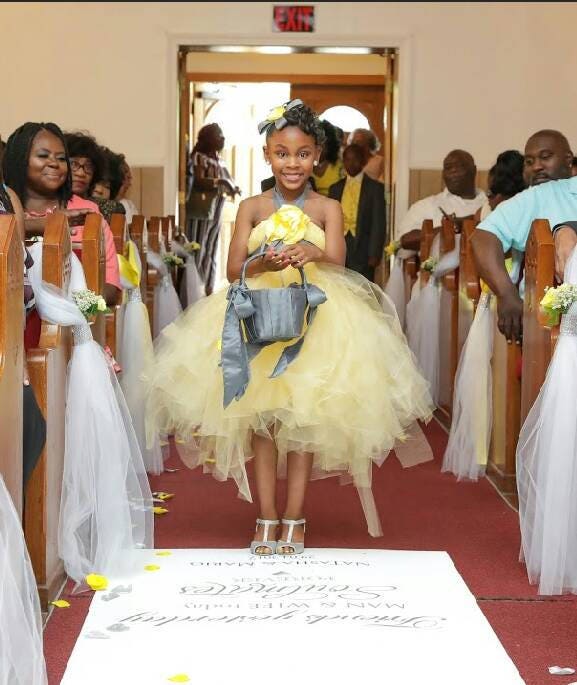 Gelb/Grau Tüllhalter Tutu Kleid Gelb/Grau Tüllhalter Tutu Kleid von JsuisDesigns