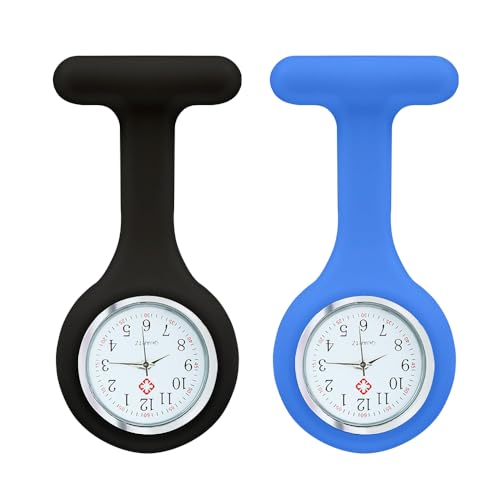 Jtffjsy Krankenschwesteruhr, Brosche, Schlüsselanhänger, Silikon, PLC mit Pin/Clip, für Damen für das Gesundheitswesen, schwarzblau von Jtffjsy