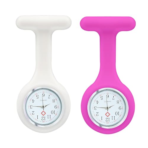 Jtffjsy Krankenschwesteruhr, Brosche, Schlüsselanhänger, Silikon, PLC mit Pin/Clip, für Damen für das Gesundheitswesen, weiß / rot Jtffjsy Krankenschwesteruhr, Brosche, Schlüsselanhänger, Silikon, PLC mit Pin/Clip, für Damen für das Gesundheitswesen, weiß / rot von Jtffjsy