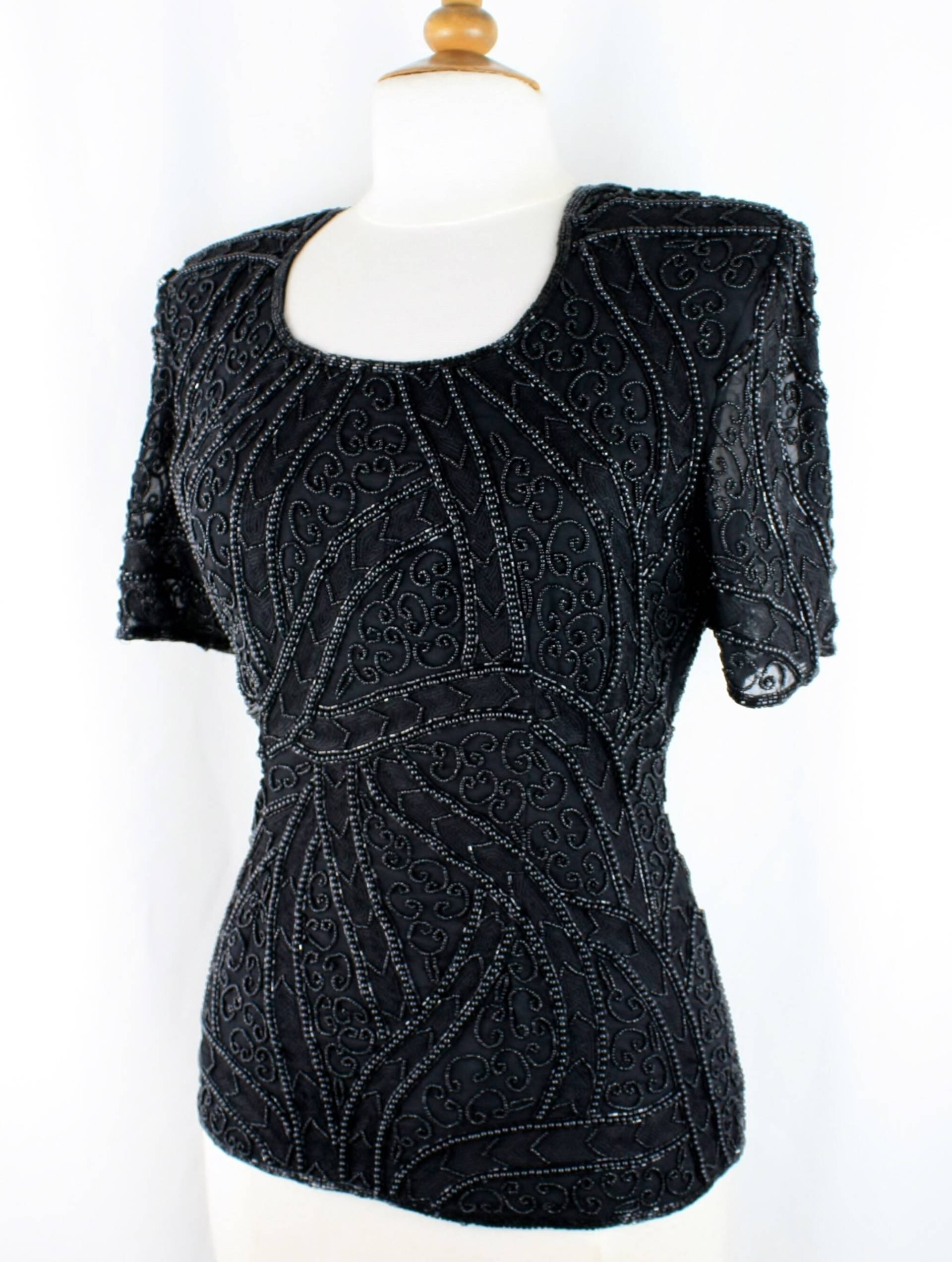 Jtrimming Vintage Bluse 24 "Länge Handarbeit Perlen & Stickerei Auf Seide Stil 1405 von Jtrimming