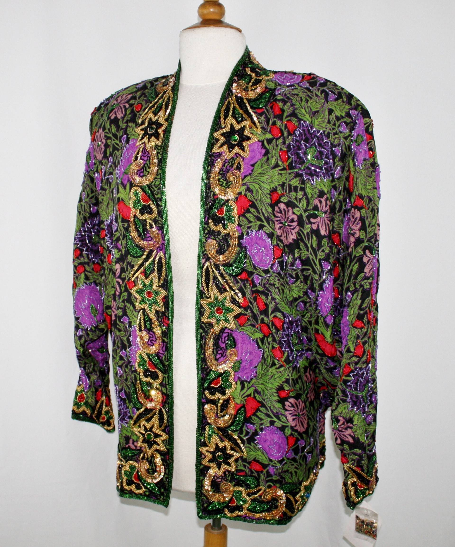 Jtrimming Vintage Jacke Domin Ärmel Handarbeit Perlen & Handdruck Auf Seide Style 2054L Jtrimming Vintage Jacke Domin Ärmel Handarbeit Perlen & Handdruck Auf Seide Style 2054L von Jtrimming
