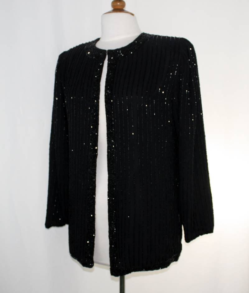 Jtrimming Vintage Perlen Jacke Länge 28 "Zoll Handarbeit Auf Chiffon Stil 1686J von Jtrimming